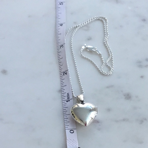Sale $46 Firm! .925 Sterling Silver Puffed Heart Locket Necklace - Picture 10 of 16